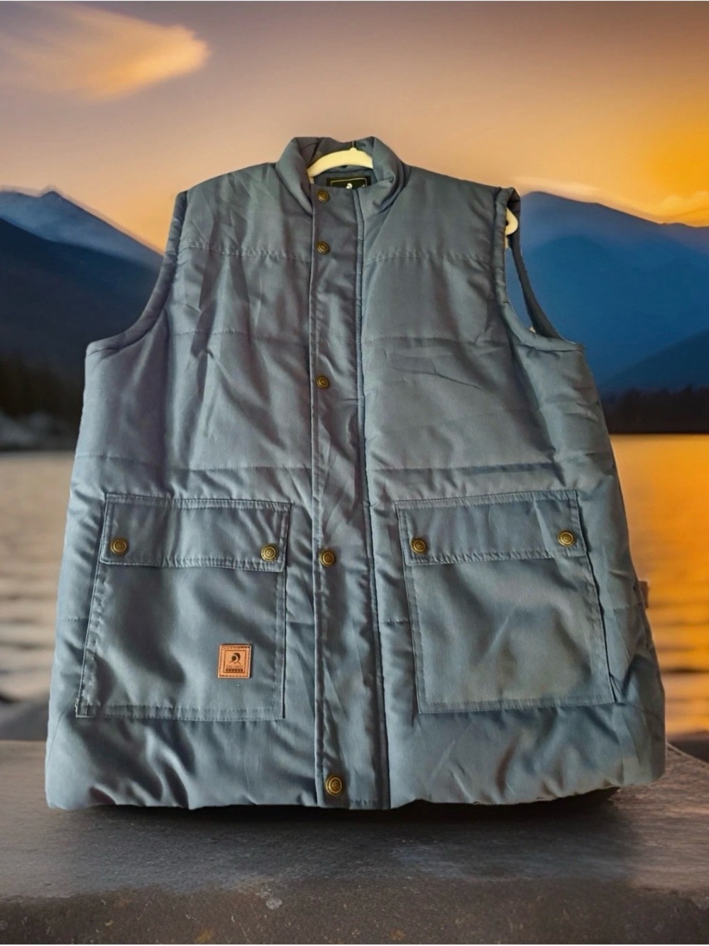 🆒Cool Choice Men’s XL Blue Sherpa Lined Puffer Full Zip/Snap Front Outdoor Vest🔥